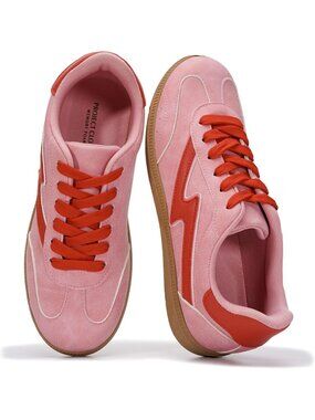 🆕Women's Pink Sneakers Comfortable Fashion Lace Up Trendy Sneakers Casual